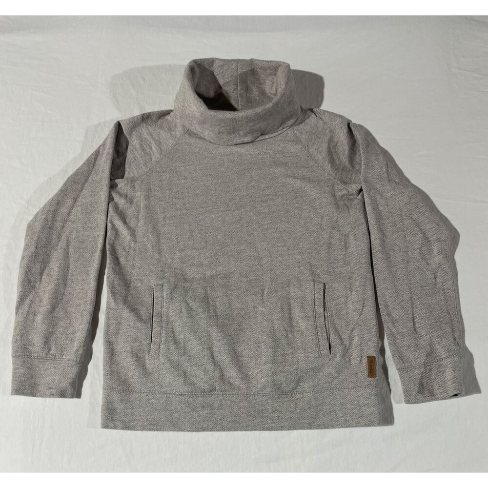 Roots Canada Gray Herringbone Funnel Neck Pullover Sweatshirt Womens S Cozy